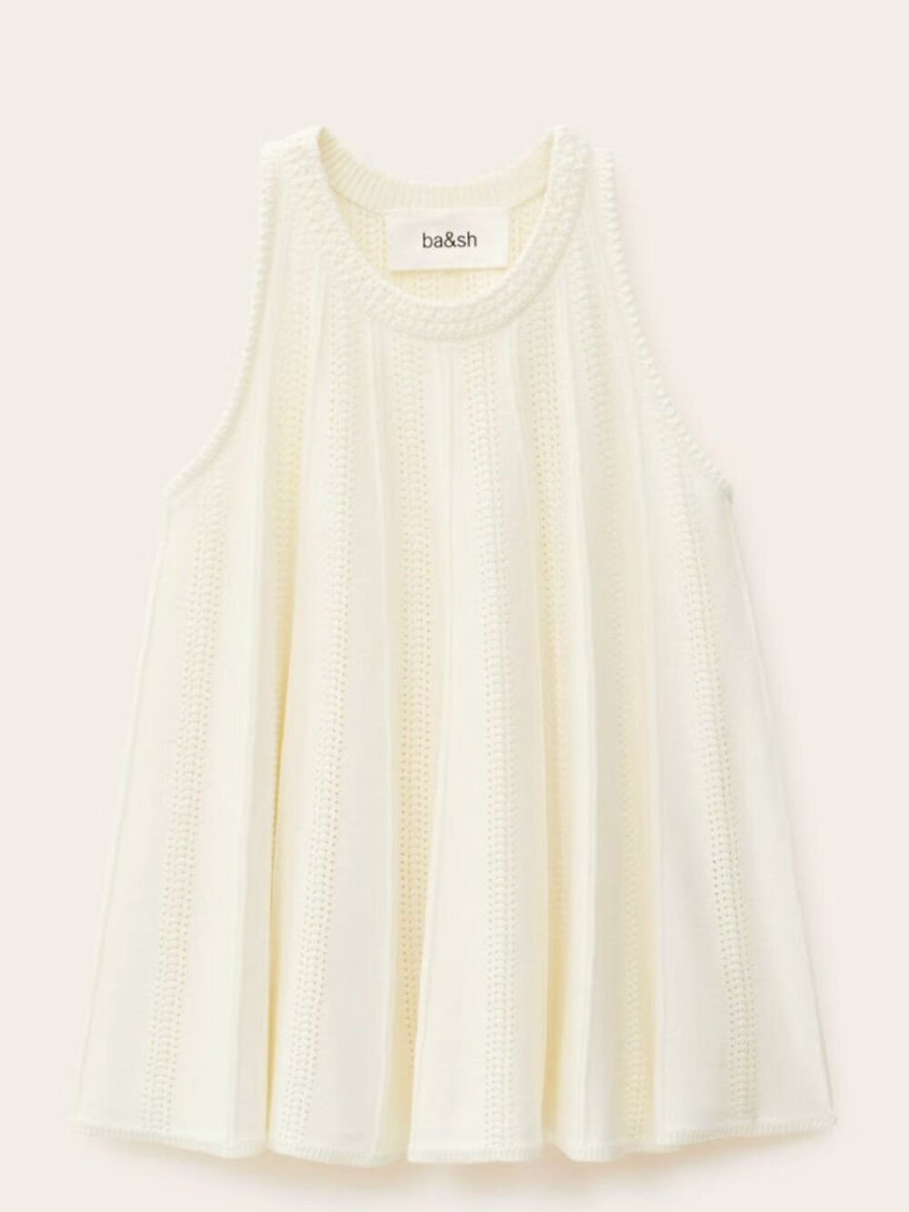 Ba&sh Serres Pointelle Knit Tank Top Off White - Large